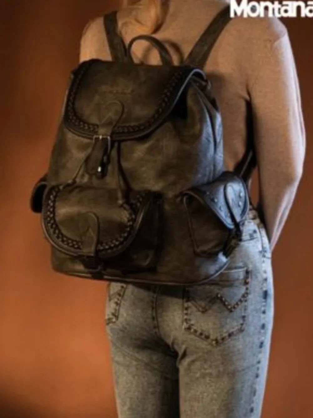 Montana West Stone Wash Backpack, Dark Gray NWT